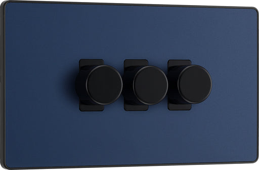 BG Evolve PCDDB83B 2-Way Trailing Edge LED 200W Triple Dimmer Switch Push On/Off - Matt Blue (Black) - westbasedirect.com