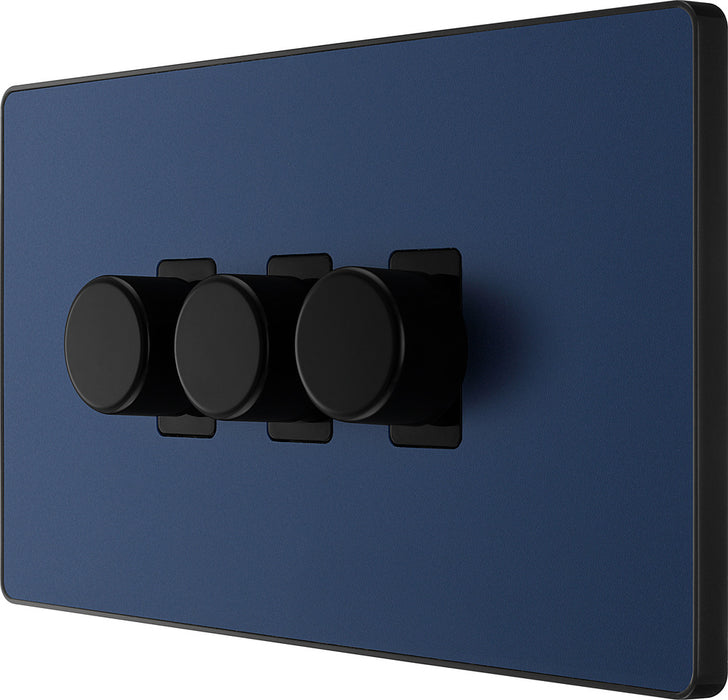BG Evolve PCDDB83B 2-Way Trailing Edge LED 200W Triple Dimmer Switch Push On/Off - Matt Blue (Black) - westbasedirect.com