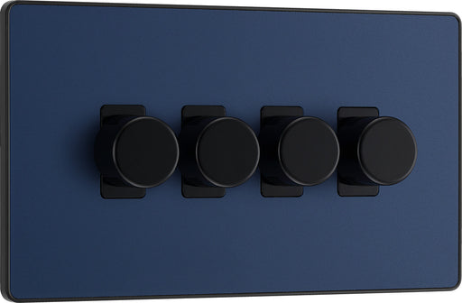 BG Evolve PCDDB84B 2-Way Trailing Edge LED 200W Quadruple Dimmer Switch Push On/Off - Matt Blue (Black) - westbasedirect.com