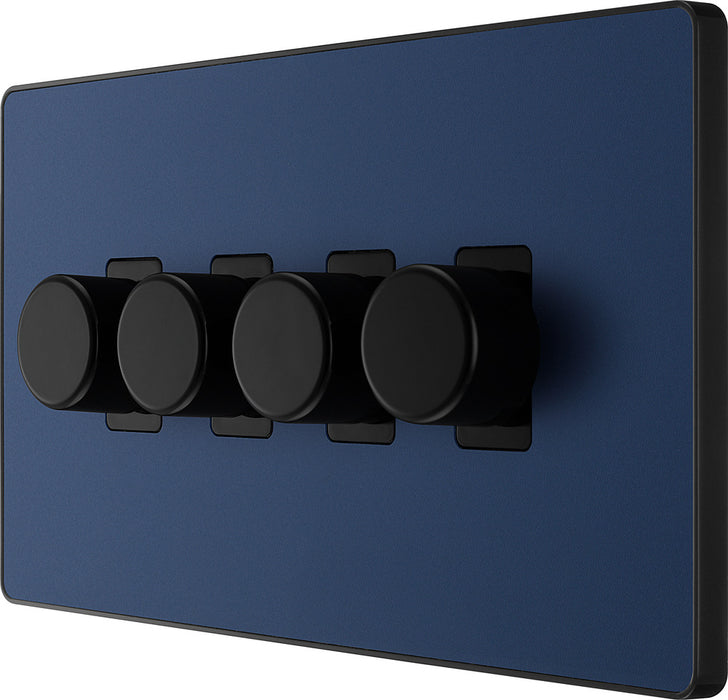 BG Evolve PCDDB84B 2-Way Trailing Edge LED 200W Quadruple Dimmer Switch Push On/Off - Matt Blue (Black) - westbasedirect.com