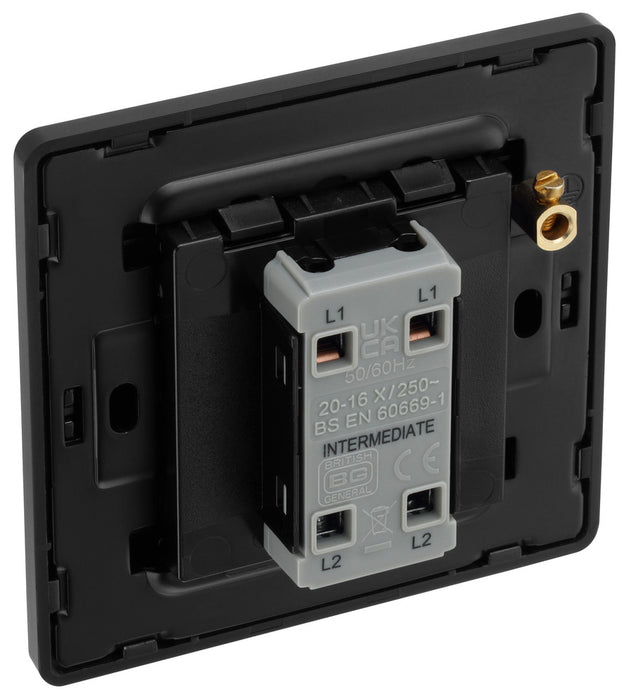 BG Evolve PCDMB13EB 20A 16AX 2 Way Single Intermediate Light Switch, Edge to Edge Rocker - Matt Black (Black) - westbasedirect.com