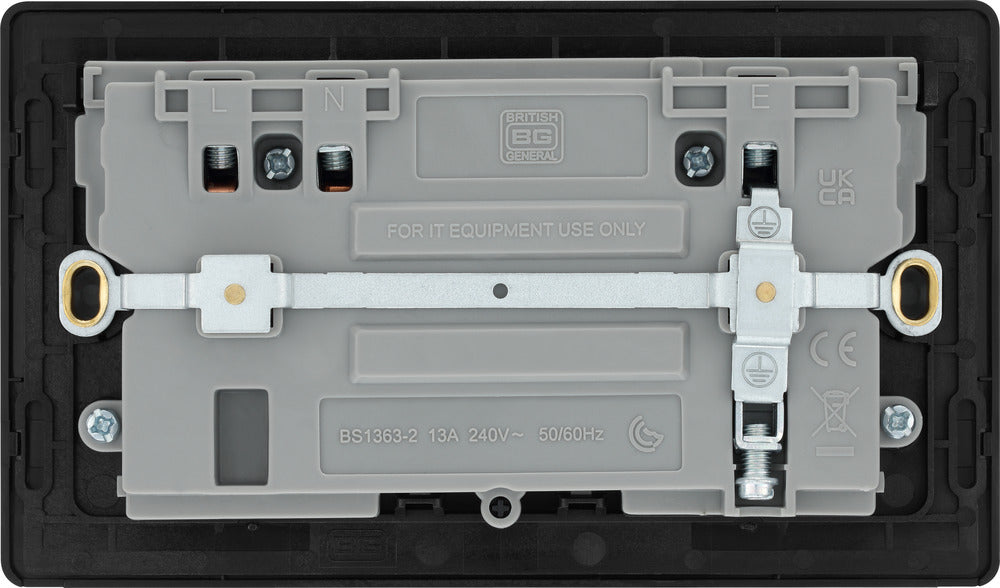 BG Evolve PCDMB22UAC22B 13A Double Switched Power Socket + USB A+C (22W) - Matt Black (Black) - westbasedirect.com