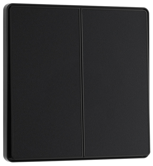BG Evolve PCDMB42EB 20A 16AX 2 Way Double Light Switch, Edge to Edge Rocker - Matt Black (Black) - westbasedirect.com