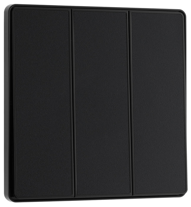 BG Evolve PCDMB43EB 20A 16AX 2 Way Triple Light Switch, Edge to Edge Rocker - Matt Black (Black) - westbasedirect.com