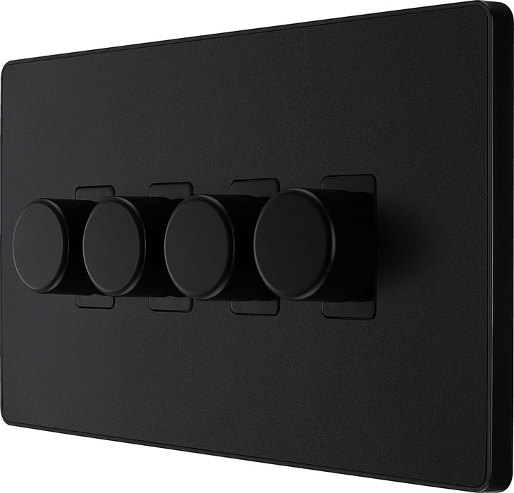 BG Evolve PCDMB84B 2-Way Trailing Edge LED 200W Quadruple Dimmer Switch Push On/Off - Matt Black (Black) - westbasedirect.com