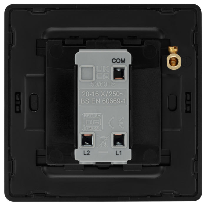 BG Evolve PCDMG12EB 20A 16AX 2 Way Single Light Switch, Edge to Edge Rocker - Matt Grey (Black) - westbasedirect.com