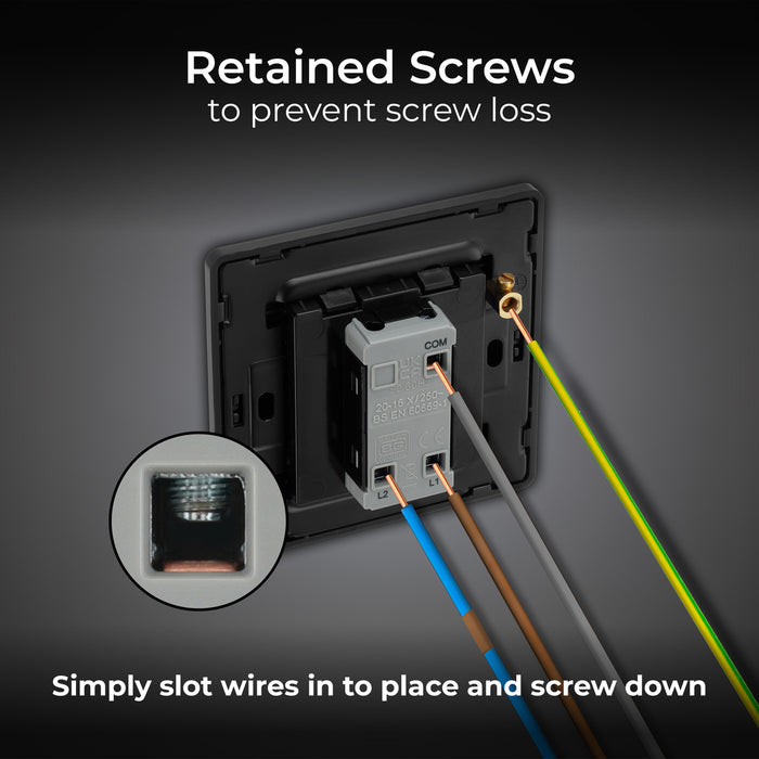 BG Evolve PCDMG12EB 20A 16AX 2 Way Single Light Switch, Edge to Edge Rocker - Matt Grey (Black) - westbasedirect.com