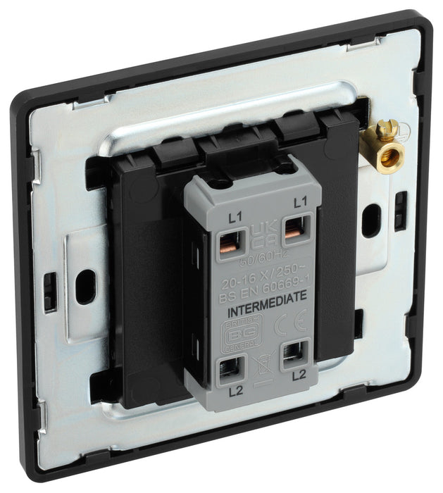 BG Evolve PCDMG13EB 20A 16AX 2 Way Single Intermediate Light Switch, Edge to Edge Rocker - Matt Grey (Black) - westbasedirect.com