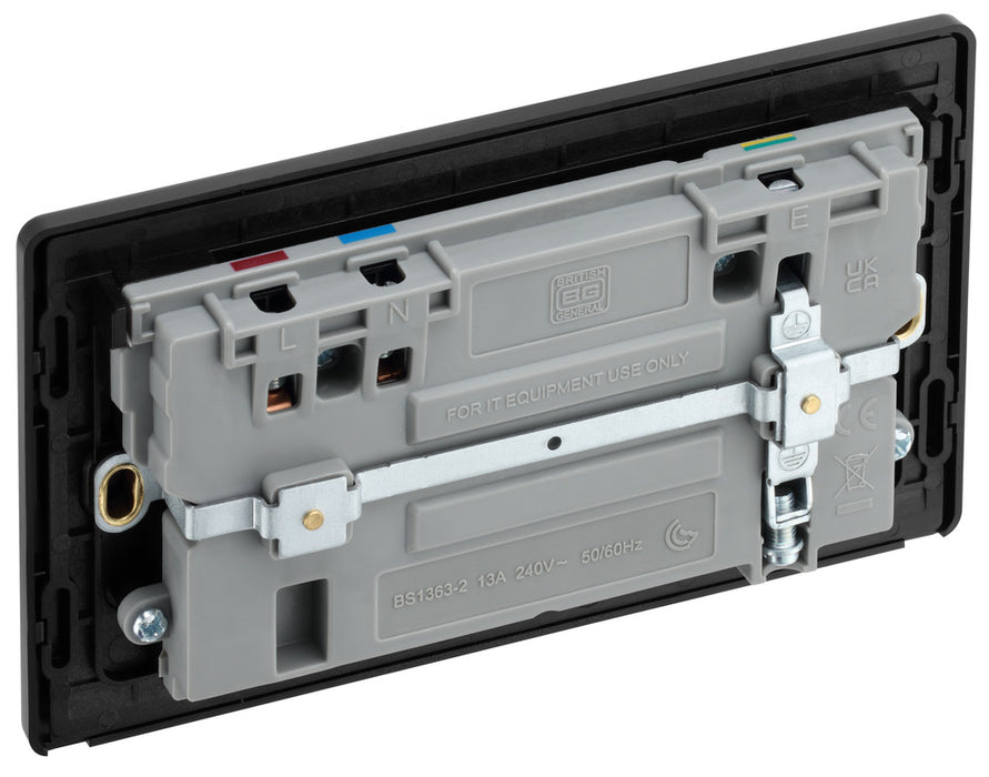 BG Evolve PCDMG22UAC45B 13A Double Switched Power Socket + USB A+C (45W) - Matt Grey (Black) - westbasedirect.com