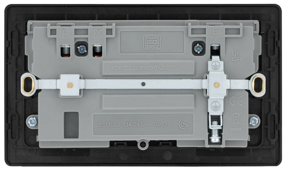 BG Evolve PCDMG22UAC45B 13A Double Switched Power Socket + USB A+C (45W) - Matt Grey (Black) - westbasedirect.com