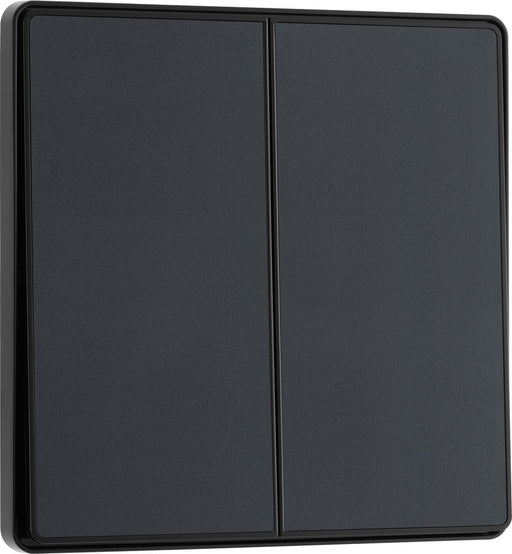 BG Evolve PCDMG42EB 20A 16AX 2 Way Double Light Switch, Edge to Edge Rocker - Matt Grey (Black) - westbasedirect.com