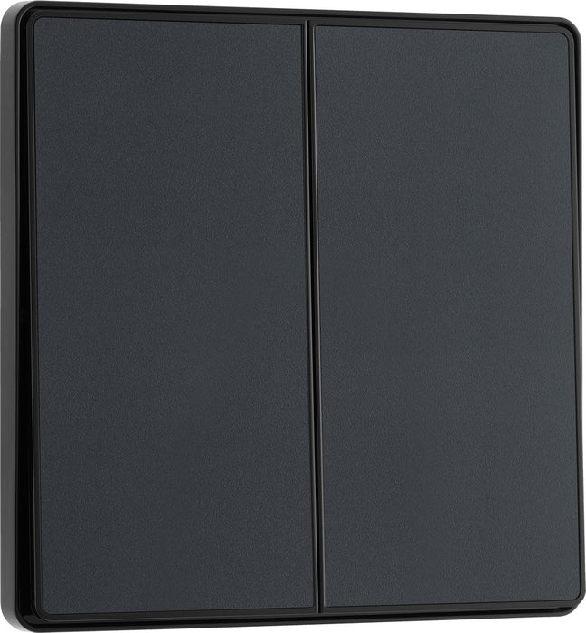 BG Evolve PCDMG42EB 20A 16AX 2 Way Double Light Switch, Edge to Edge Rocker - Matt Grey (Black) - westbasedirect.com
