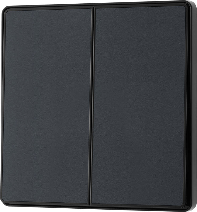 BG Evolve PCDMG42EB 20A 16AX 2 Way Double Light Switch, Edge to Edge Rocker - Matt Grey (Black) - westbasedirect.com