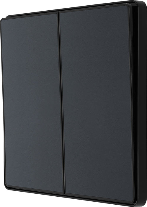 BG Evolve PCDMG42EB 20A 16AX 2 Way Double Light Switch, Edge to Edge Rocker - Matt Grey (Black) - westbasedirect.com