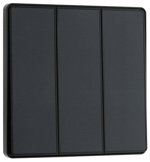 BG Evolve PCDMG43EB 20A 16AX 2 Way Triple Light Switch, Edge to Edge Rocker - Matt Grey (Black) - westbasedirect.com