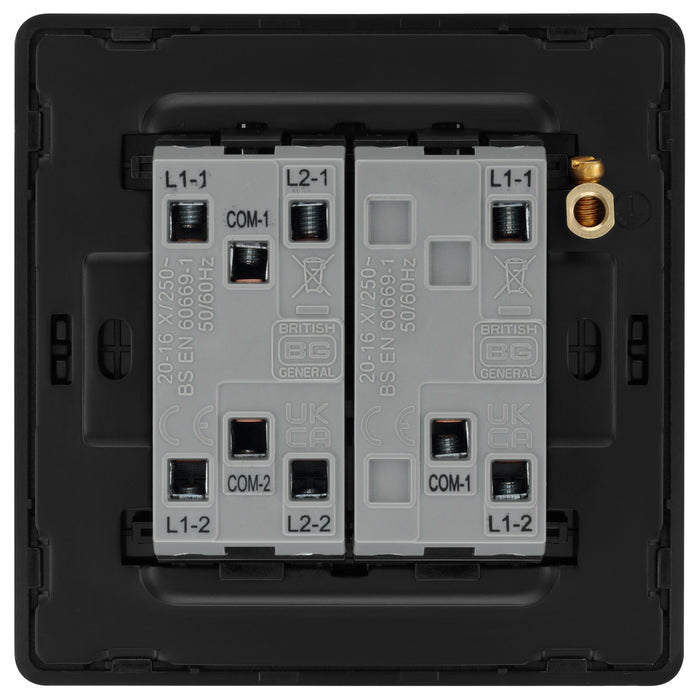 BG Evolve PCDMG43EB 20A 16AX 2 Way Triple Light Switch, Edge to Edge Rocker - Matt Grey (Black) - westbasedirect.com