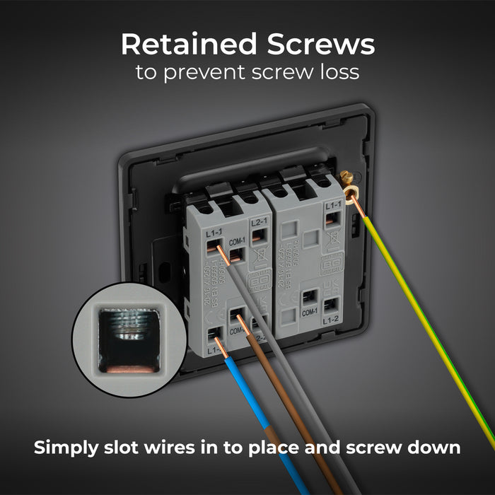 BG Evolve PCDMG43EB 20A 16AX 2 Way Triple Light Switch, Edge to Edge Rocker - Matt Grey (Black) - westbasedirect.com