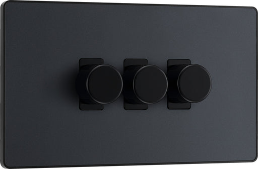 BG Evolve PCDMG83B 2-Way Trailing Edge LED 200W Triple Dimmer Switch Push On/Off - Matt Grey (Black) - westbasedirect.com