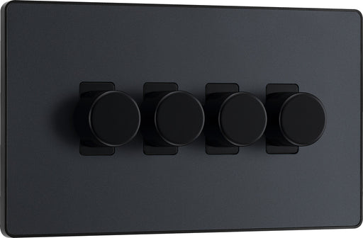 BG Evolve PCDMG84B 2-Way Trailing Edge LED 200W Quadruple Dimmer Switch Push On/Off - Matt Grey (Black) - westbasedirect.com