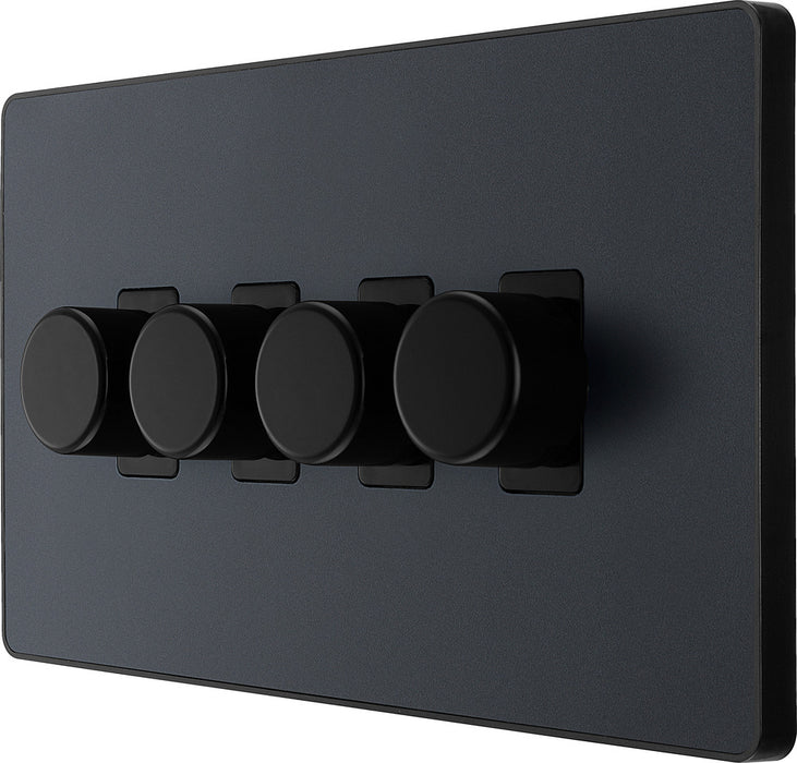 BG Evolve PCDMG84B 2-Way Trailing Edge LED 200W Quadruple Dimmer Switch Push On/Off - Matt Grey (Black) - westbasedirect.com