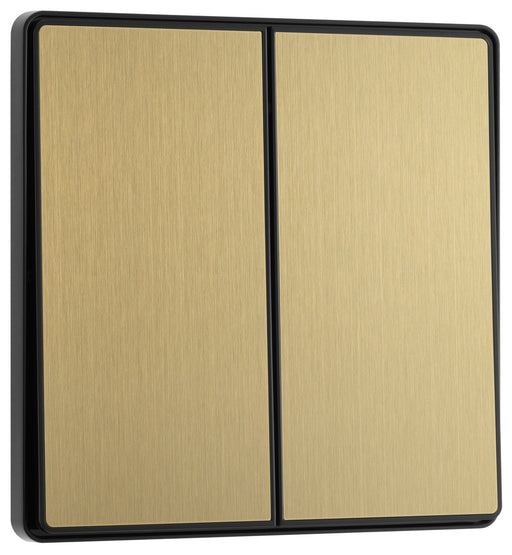BG Evolve PCDSB42EB 20A 16AX 2 Way Double Light Switch, Edge to Edge Rocker - Satin Brass (Black) - westbasedirect.com