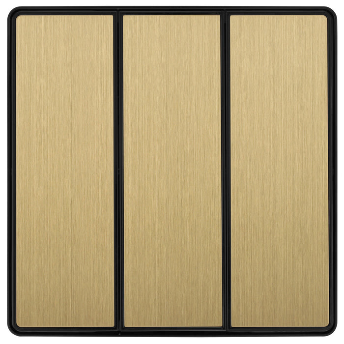 BG Evolve PCDSB43EB 20A 16AX 2 Way Triple Light Switch, Edge to Edge Rocker - Satin Brass (Black) - westbasedirect.com