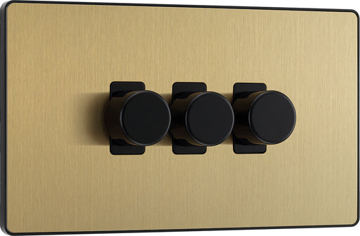 BG Evolve PCDSB83B 2-Way Trailing Edge LED 200W Triple Dimmer Switch Push On/Off - Satin Brass (Black) - westbasedirect.com