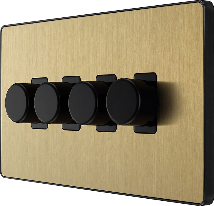 BG Evolve PCDSB84B 2-Way Trailing Edge LED 200W Quadruple Dimmer Switch Push On/Off - Satin Brass (Black) - westbasedirect.com