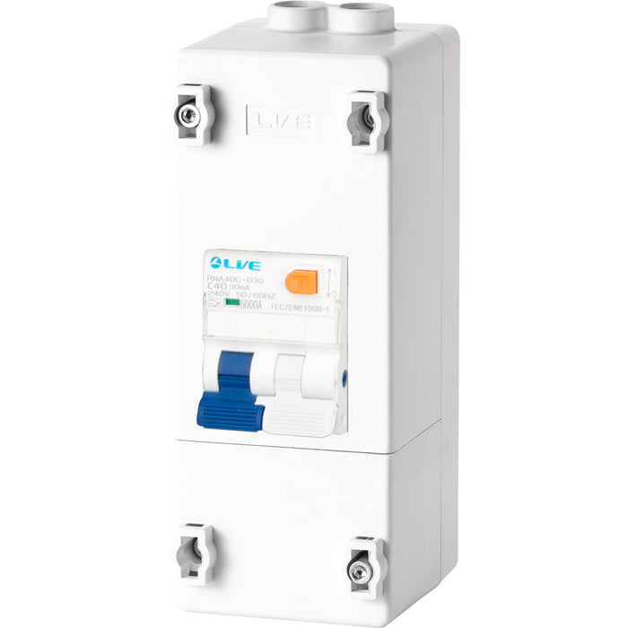 LIVE Electrical PEN2-R 2 Way IP20 Plastic EV Charging Unit with 40A Type A DP RCBO C Curve - westbasedirect.com