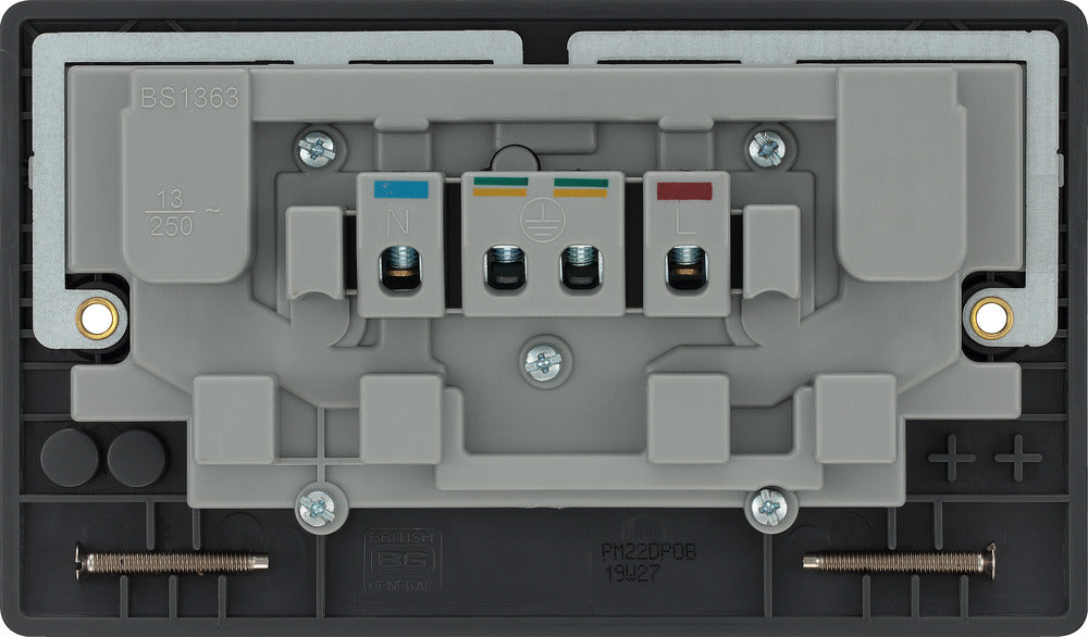 BG Part M PM22DPOB 13A DP Double Socket + Outboard Rockers - westbasedirect.com
