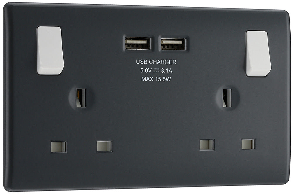 BG Part M PM22U3 13A Double Socket + 2x USB - westbasedirect.com