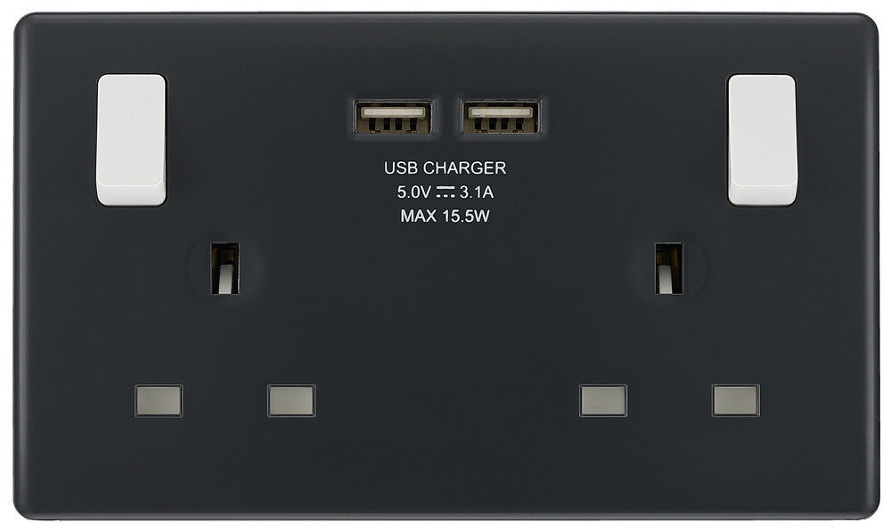 BG Part M PM22U3 13A Double Socket + 2x USB - westbasedirect.com