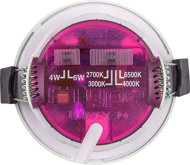 Luceco PTA6WCCT FType Elite 4W/6W 750Lm Power Change & 4 Colour CCT 2700K/3000K/4000K/6000K Dimmable IP65 White - Adjustable - westbasedirect.com