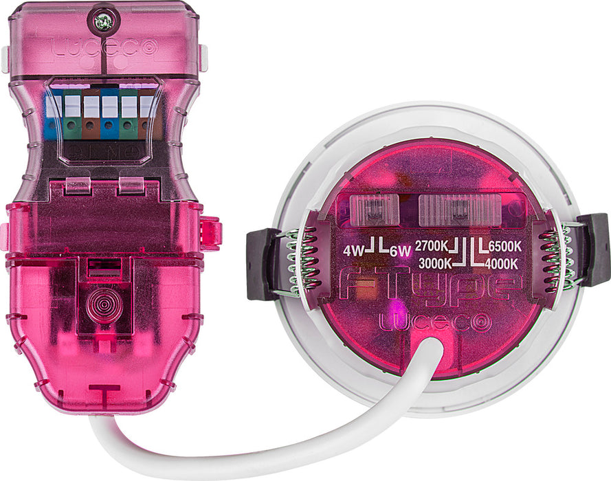 Luceco PTA6WCCT FType Elite 4W/6W 750Lm Power Change & 4 Colour CCT 2700K/3000K/4000K/6000K Dimmable IP65 White - Adjustable - westbasedirect.com