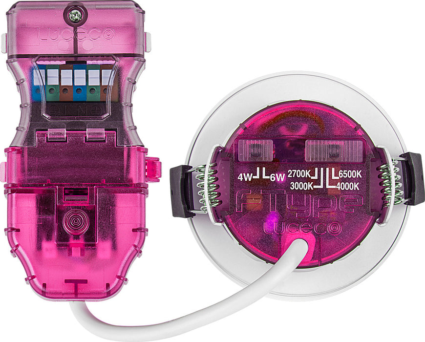 Luceco PTF6WD2W FType Elite 4W/6W 690Lm Power Change & CCT Change 3000K/4000K Dim2Warm Dimmable IP65 White - Flat - westbasedirect.com