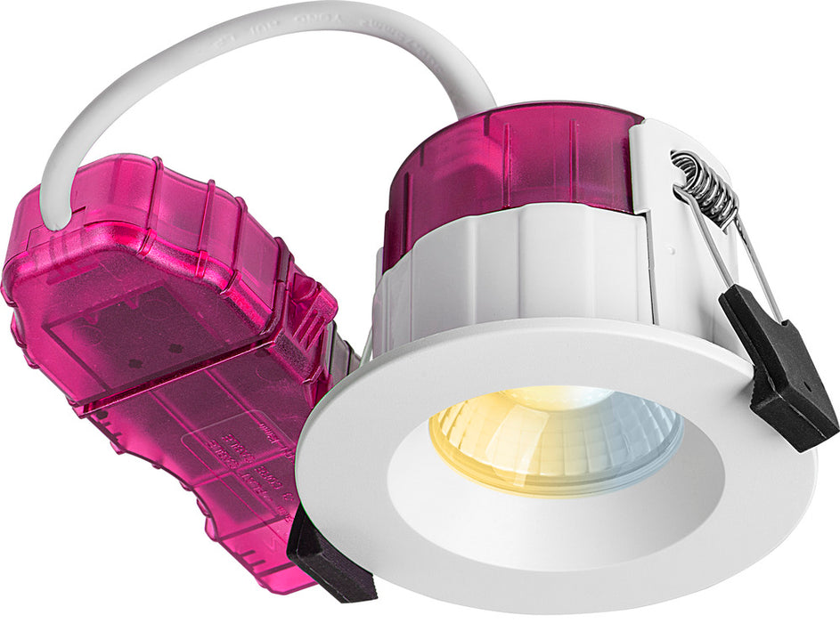 Luceco PTF6WCCT/10 FType Elite 4W/6W 750Lm Power Change & 4 Colour CCT 2700K/3000K/4000K/6000K Dimmable IP65 White - Flat (10 Pack) - westbasedirect.com