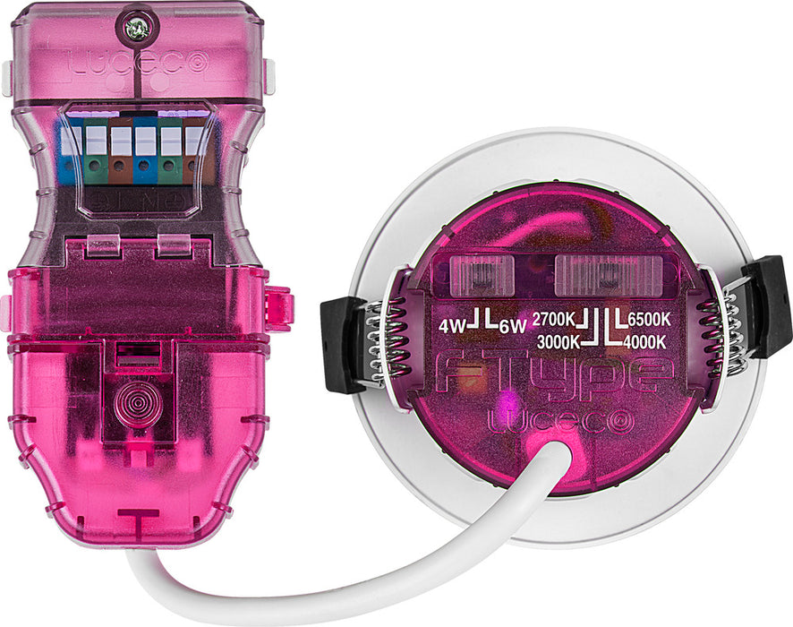 Luceco PTR6WD2W FType Elite 4W/6W 690Lm Power Change & CCT Change 3000K/4000K Dim2Warm Dimmable IP65 White - Regressed - westbasedirect.com