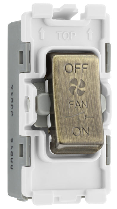 BG RAB15 Nexus Grid 20A Triple Pole Fan Isolator - Antique Brass - westbasedirect.com