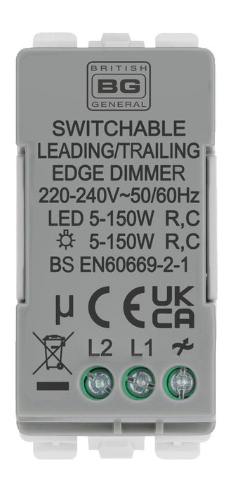 BG RBSDLT Nexus Grid 2-Way Intelligent Dual Mode Dimmer Module - Brushed Steel - westbasedirect.com