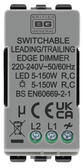 BG RFBDLT Nexus Grid 2-Way Intelligent Dual Mode Dimmer Module - Matt Black - westbasedirect.com