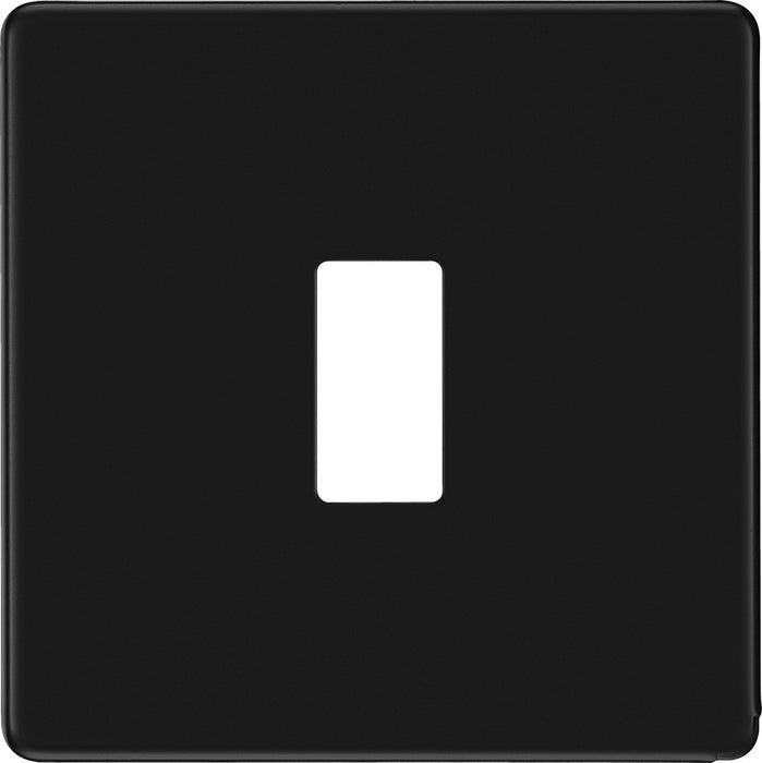 BG RFFB1 Flatplate Screwless 1G Grid Front Plate - Matt Black - westbasedirect.com