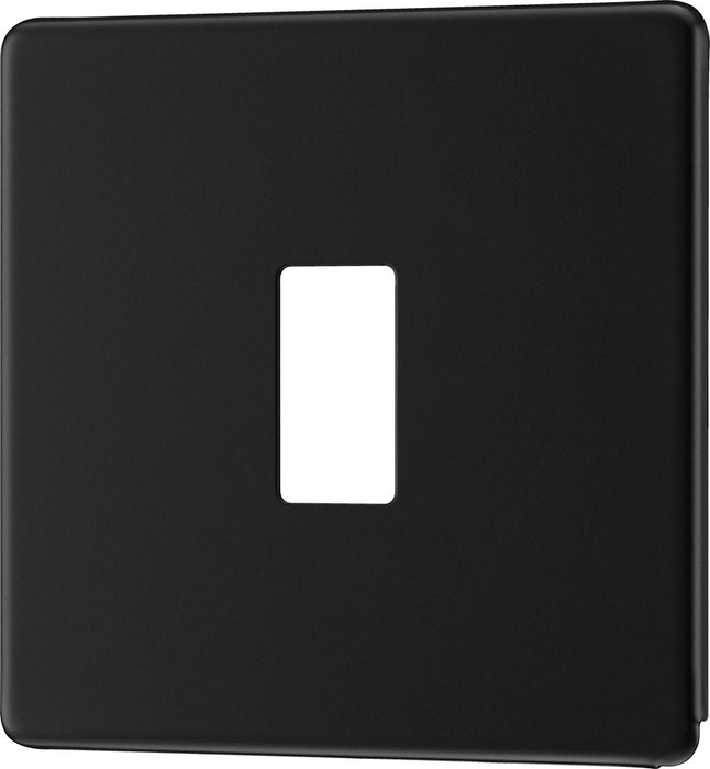 BG RFFB1 Flatplate Screwless 1G Grid Front Plate - Matt Black - westbasedirect.com