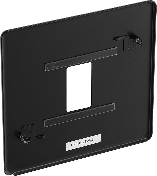BG RFFB1 Flatplate Screwless 1G Grid Front Plate - Matt Black - westbasedirect.com