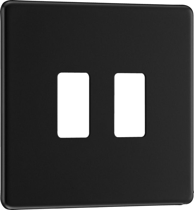 BG RFFB2 Flatplate Screwless 2G Grid Front Plate - Matt Black - westbasedirect.com