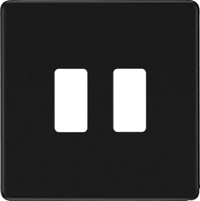 BG RFFB2 Flatplate Screwless 2G Grid Front Plate - Matt Black - westbasedirect.com