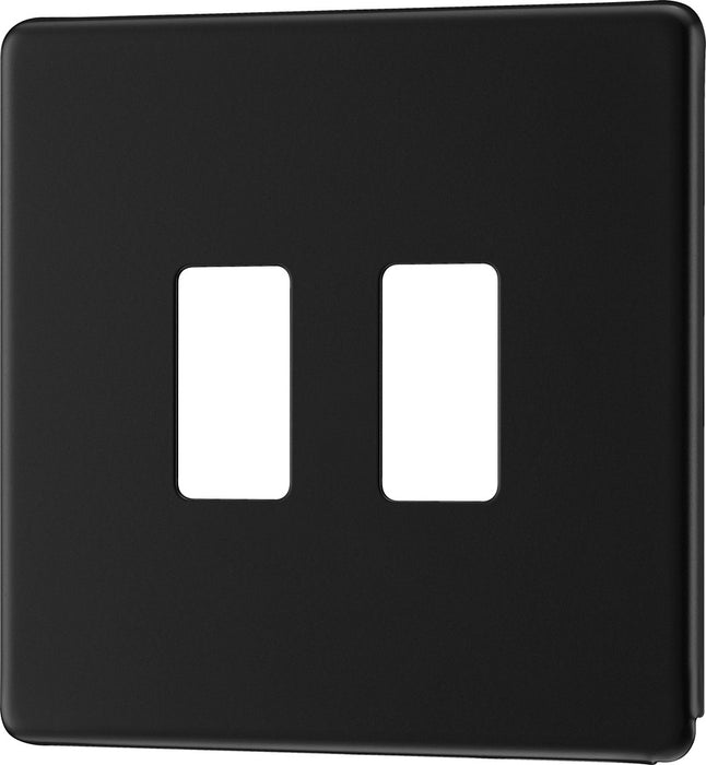 BG RFFB2 Flatplate Screwless 2G Grid Front Plate - Matt Black - westbasedirect.com