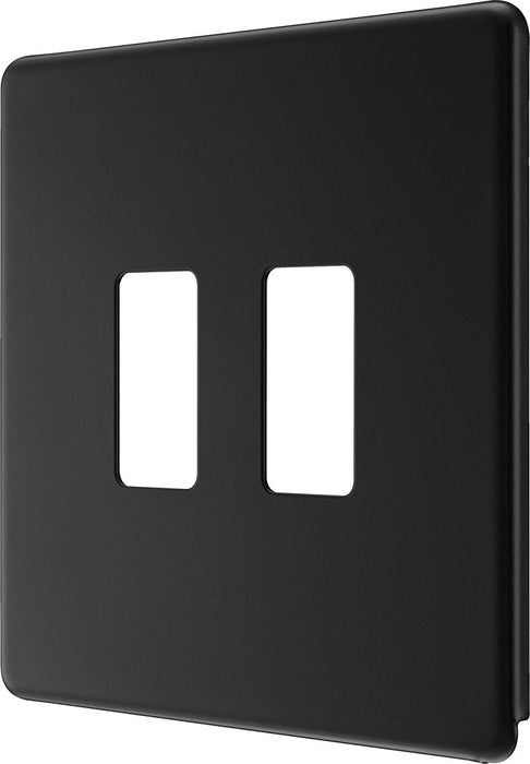 BG RFFB2 Flatplate Screwless 2G Grid Front Plate - Matt Black - westbasedirect.com