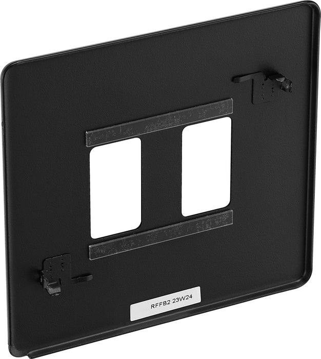 BG RFFB2 Flatplate Screwless 2G Grid Front Plate - Matt Black - westbasedirect.com