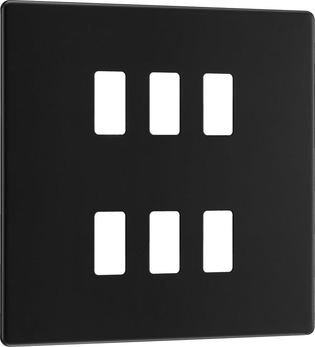 BG RFFB6 Flatplate Screwless 6G Grid Front Plate - Matt Black - westbasedirect.com