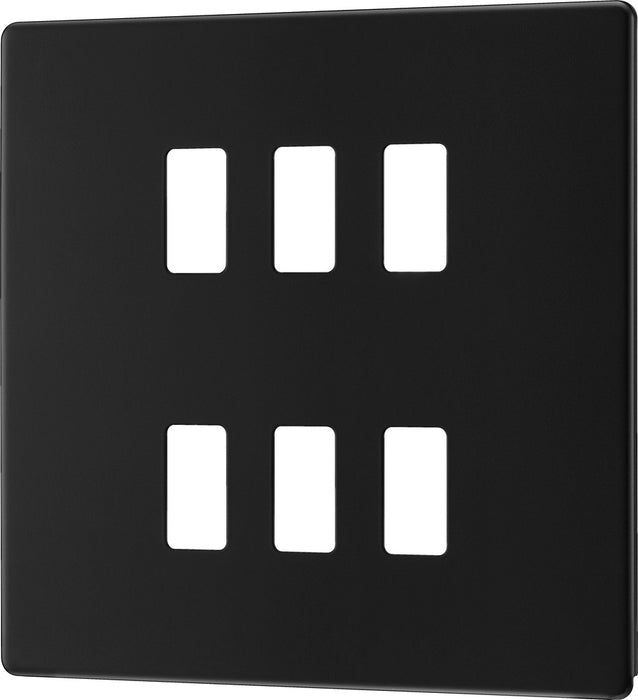 BG RFFB6 Flatplate Screwless 6G Grid Front Plate - Matt Black - westbasedirect.com